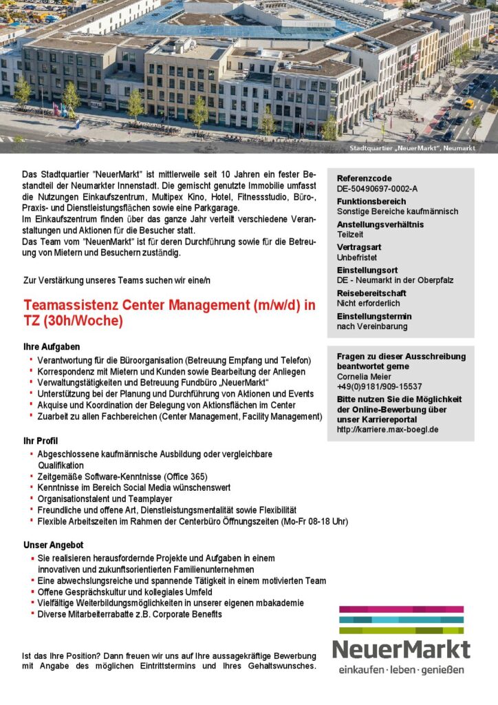 Teamassistenz Center Management